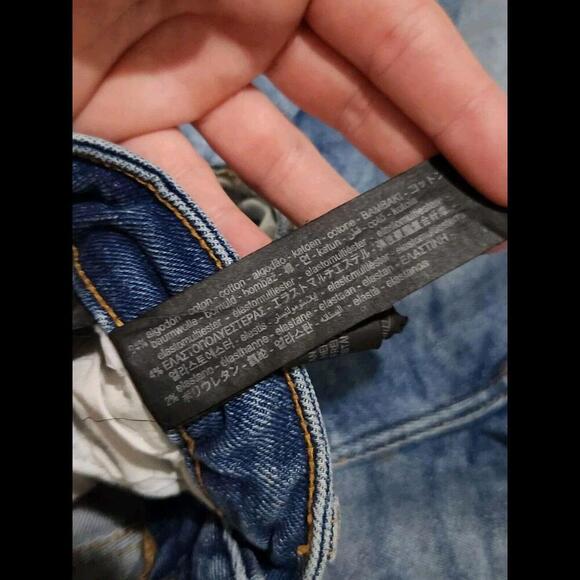 Zara Jeans Size 6 Skinny Raw Hem Distressed Stretch Mid Rise Dark - Picture 4 of 8
